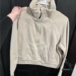 Amazon Women's Beige Half-Zip Sweatshirt